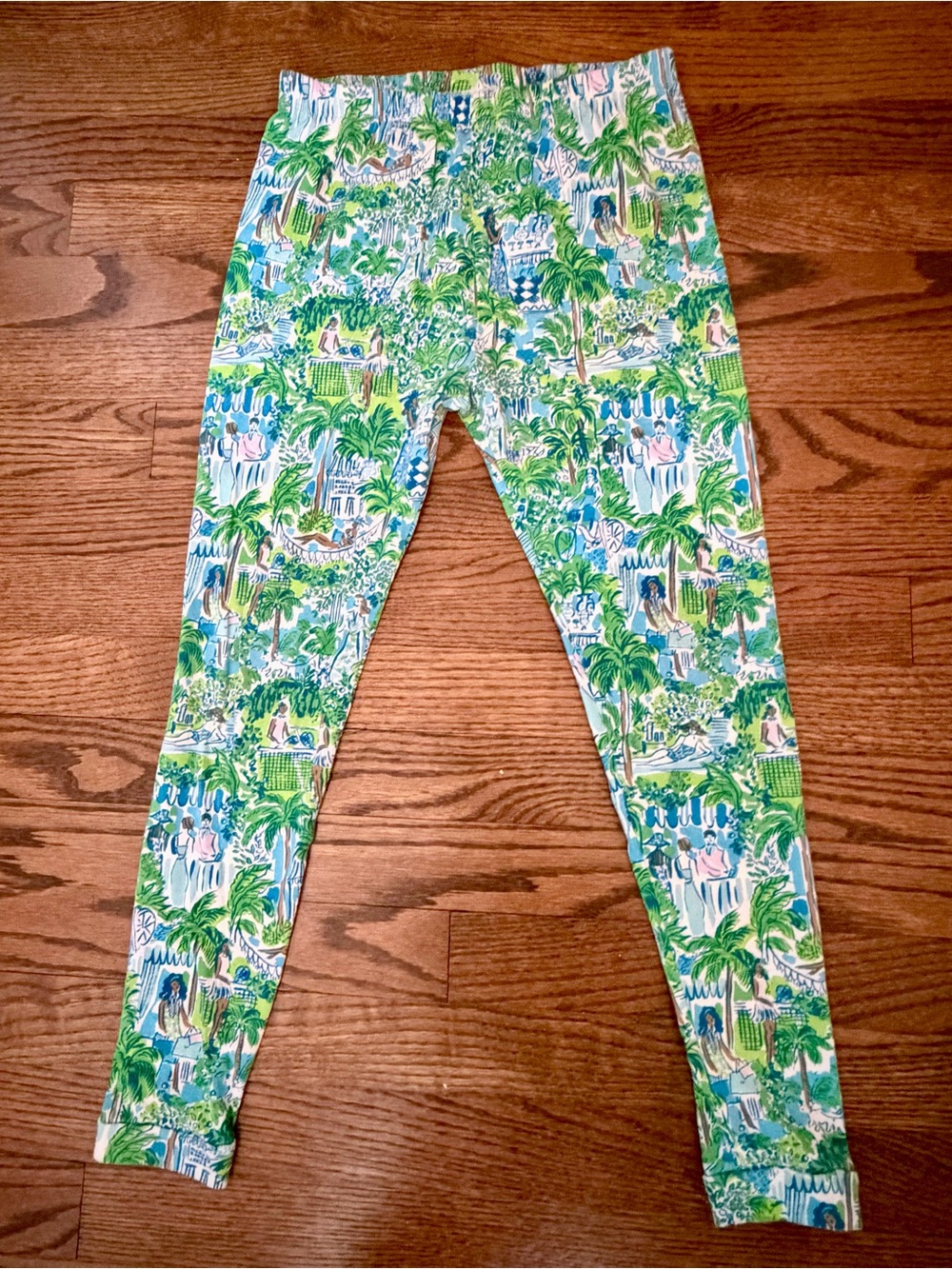 Girls Lilly Pulitzer Tropical Palm Print Leggings - Green & Blue